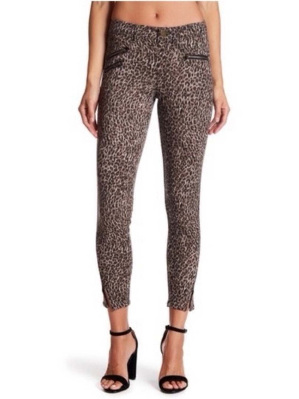 Jolt Leopard-Print Stretch Ankle Jeans - Brown/Black